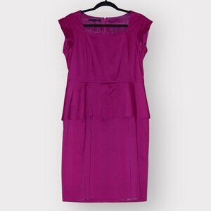 Purple Square Neck Peplum Cap Sleeve Lafayette 148 NY 8 Career Minimalist Dress